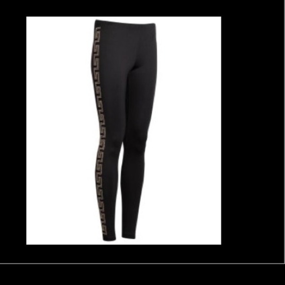 SOLD!!Versace gold Greek key black leggings.