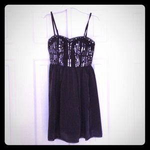 Gray dress with sequined bodice
