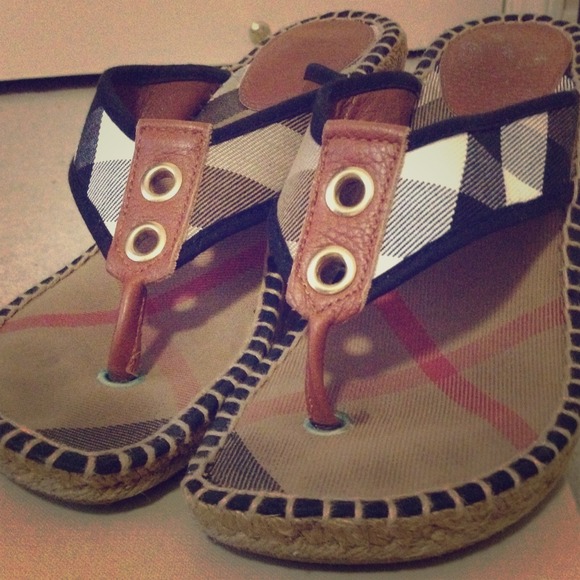 SOLD Burberry Wedge Sandals Sz. 7.5/38 - Picture 1 of 3