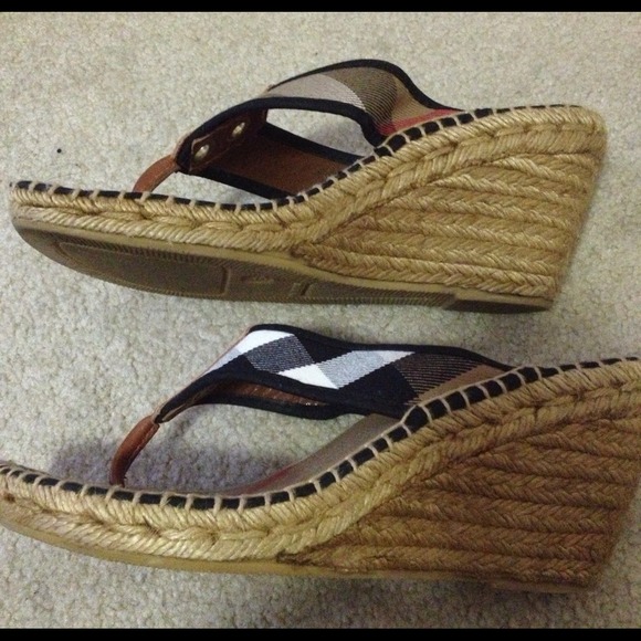 SOLD Burberry Wedge Sandals Sz. 7.5/38 - Picture 2 of 3