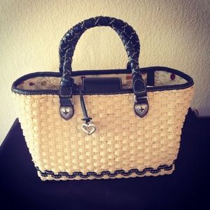 Brighton Black & Tan Woven Handbag