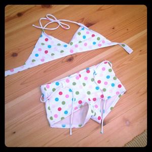 White Gap polka dot swimsuit
