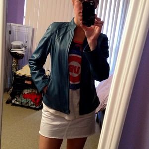 100% leather jacket in teal