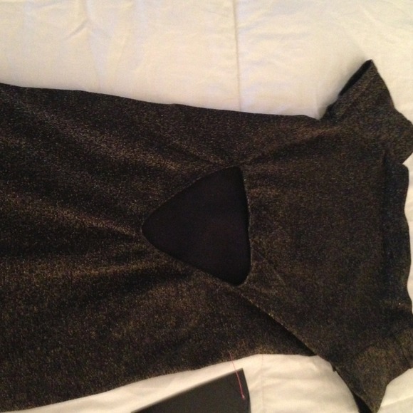bebe above the knee black w/gold specks dress
