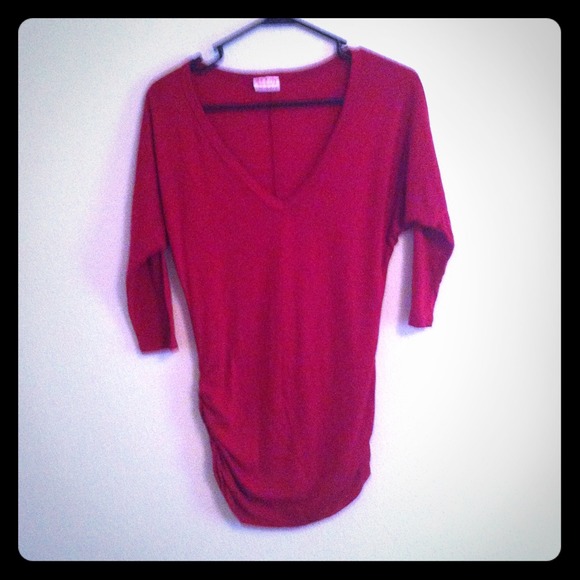 Red v-neck shirt