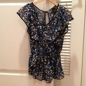 Sheer Ruffle and Peplum Top