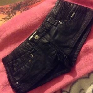 Black leather shorts