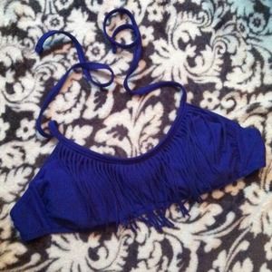 Indigo fringe bikini top