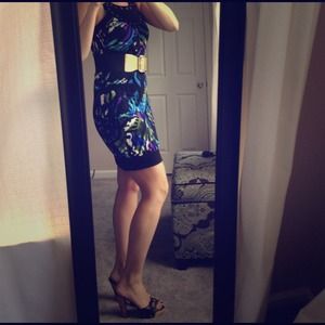 Mint, blue, and purple black dress