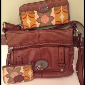 Brown FOSSIL shoulder bag with wallet