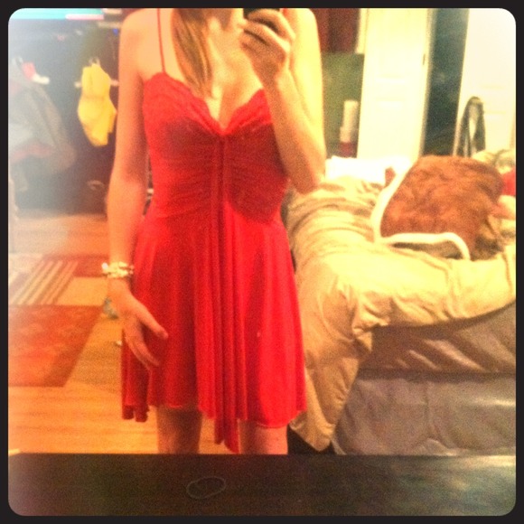 Frederick's Sexy red dress with tie