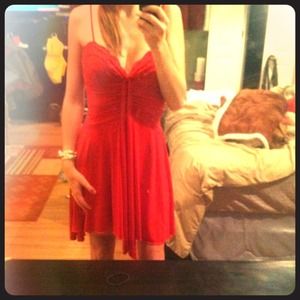 Frederick's Sexy red dress with tie