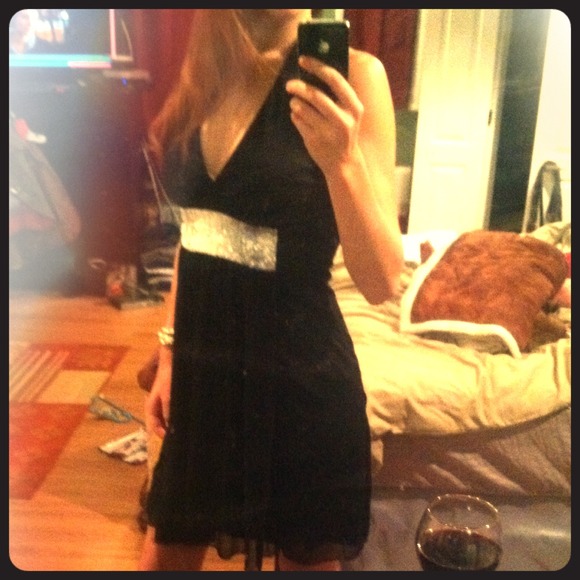 Sexy black dress w/ silver sequins NWOT - Picture 1 of 1