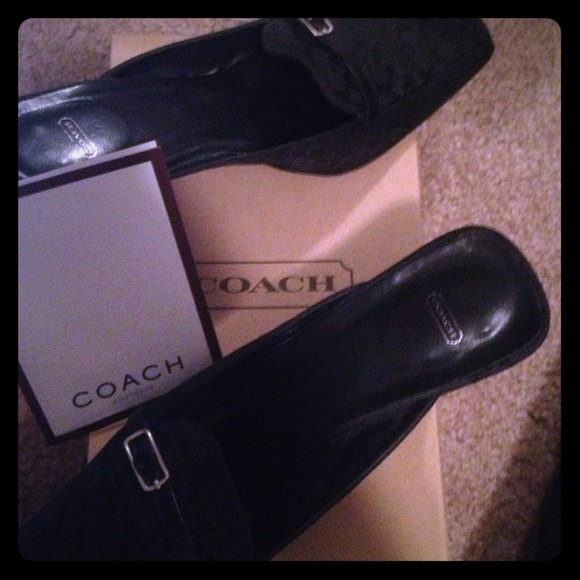 AUTHENTIC black coach slip on heels