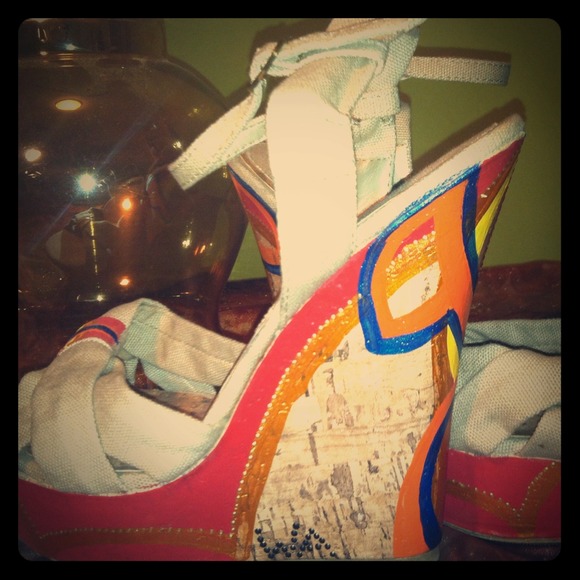 Hand Painted Summer Wedge Heels
