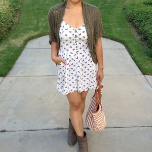 REDUCED! White romper w/ black bow ties & pockets