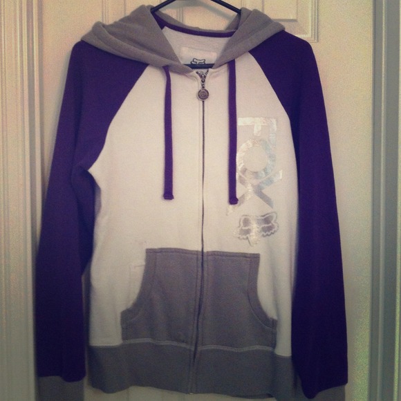 Fox Purple/white/gray zip up hoodie