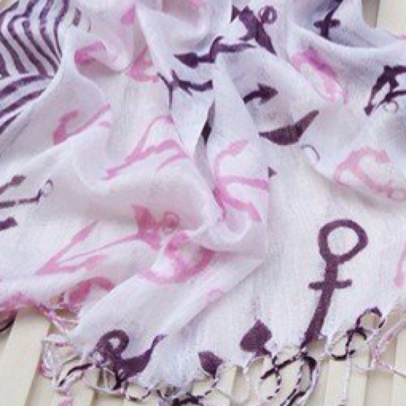 🎉HP 10/5🎉⚓Light pink & purple⚓ ANCHOR scarf - Picture 2 of 3