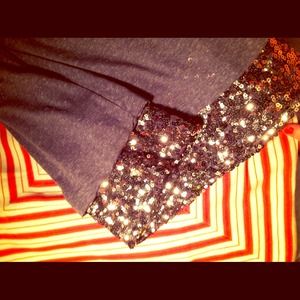 Gorgeous charcoal tank top with rosé gold sequins
