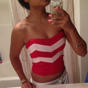 Red and White Bustier Tube Top