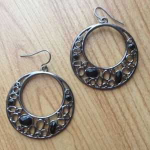 Pewter black hook earrings