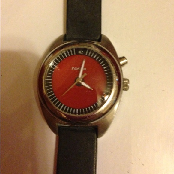 Fossil red and black watch