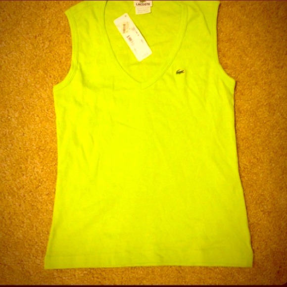 TWO Lacoste shirts, chartreuse and black