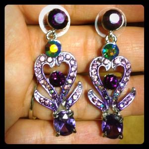 Purple Heart dangle earrings