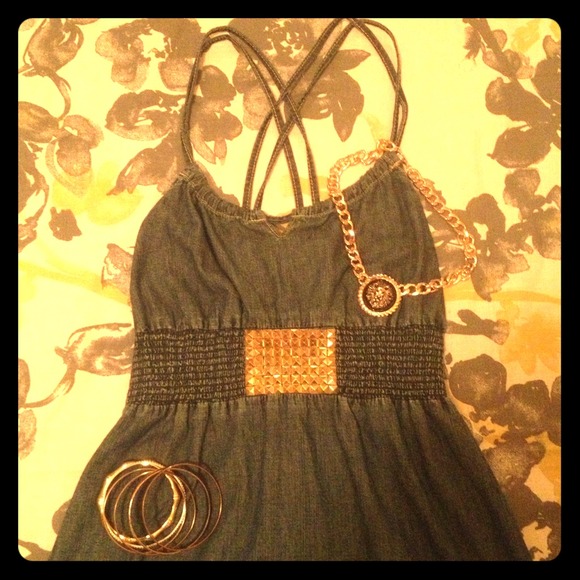 Studded Jean Dress - Picture 1 of 4