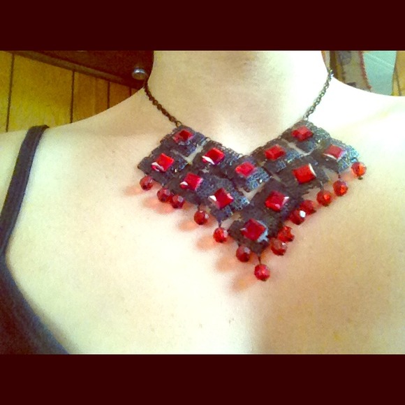Necklace with red stones
