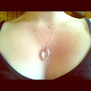 Clear glass pendant with clear necklace