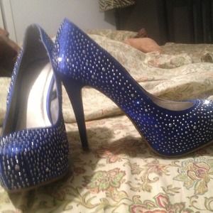 blue rhinestone heels