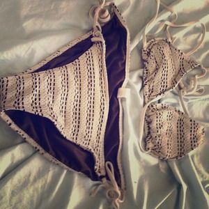 Brown Crotchet Bikini