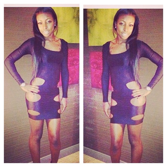 Black fitted cutout dress