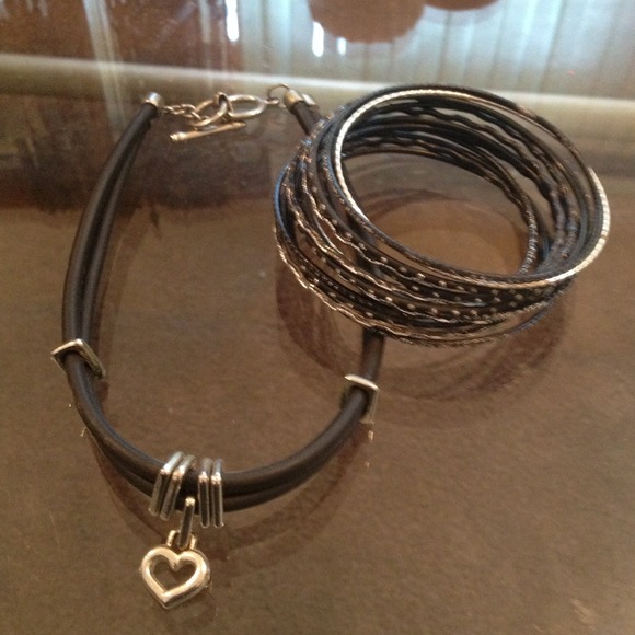 Black and Silver Heart Choker