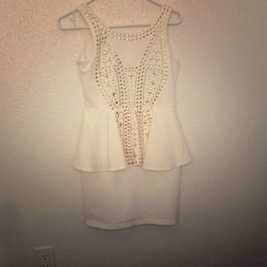 White dress with Gold Studs 💛