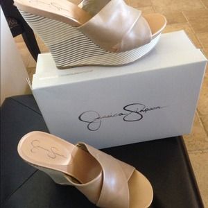 Jessica Simpson Gemy wedge tan leather NIB sz9