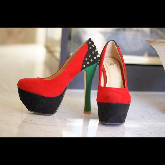 CR Collections Shoes - *Spike studded color block heels.