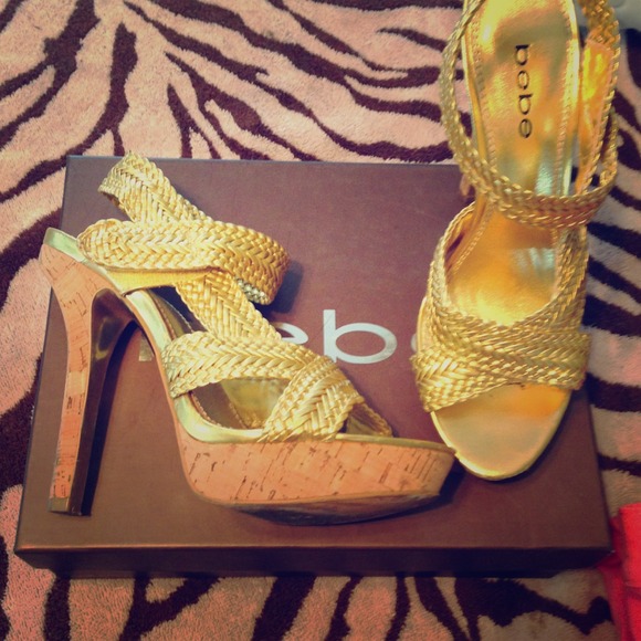 bebe Shoes - Gold bebe platforms