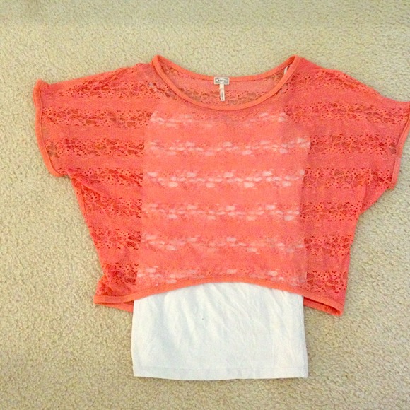 Peach lace floral top (white Top not included)