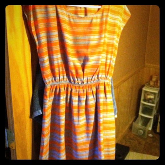 RESERVED Striped Orange Dress