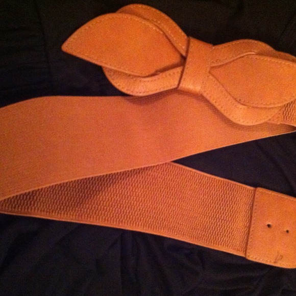 ?Bundled ❤Cognac bow waist belt S/M