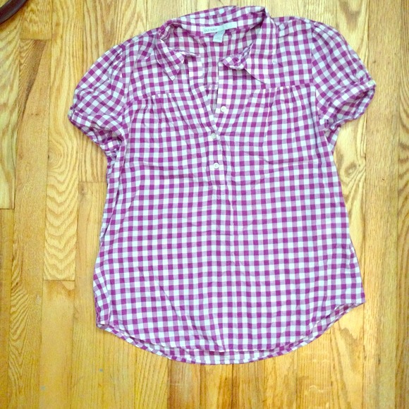 Small lightweight gingham purple blouse