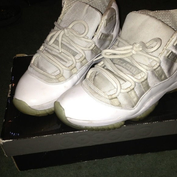 All white Retro Jordan's 11
