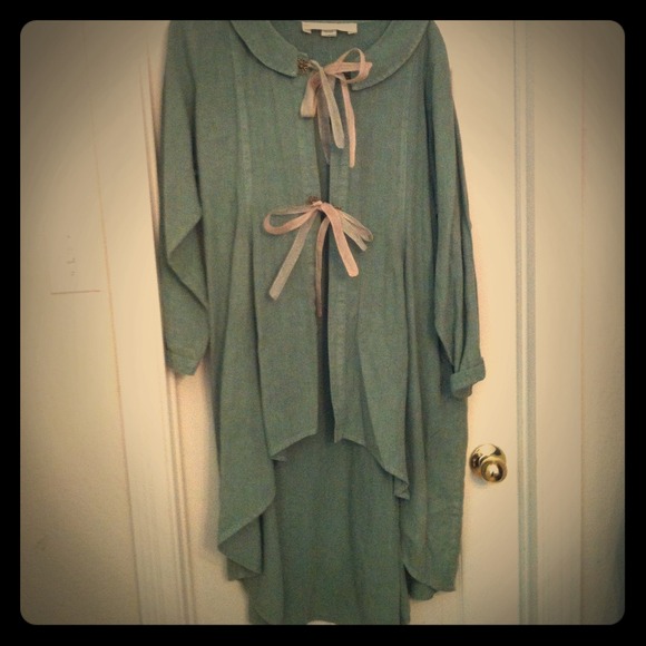 Vintage hi-low tie front tunic jacket