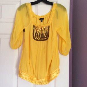 BeBe top, yellow!!! Never worn no tags!!