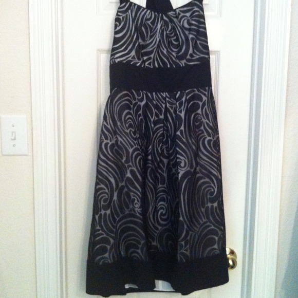 White & Black patterned halter dress