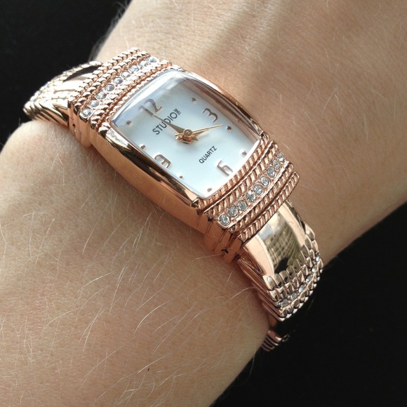 Studio time rose gold cuff watch
