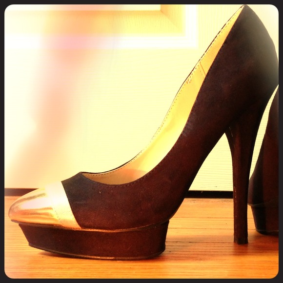 Black and Gold Sky High Heels