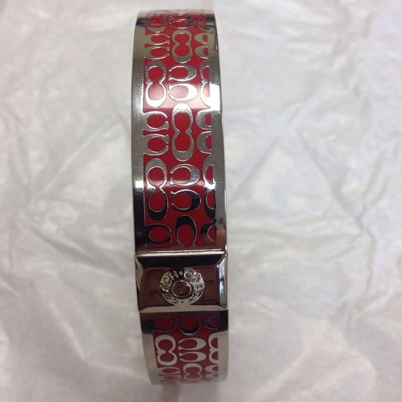 Coach silver and red bangle bracelet - Picture 2 of 3